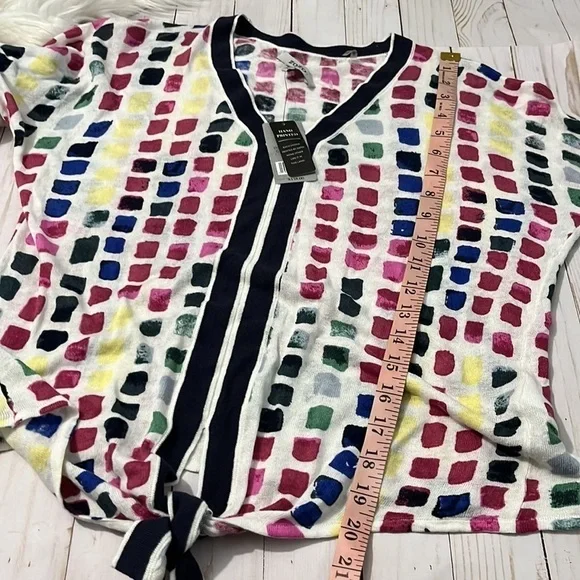 ZoZo linen blend color block top size M NWT - Picture 8 of 9